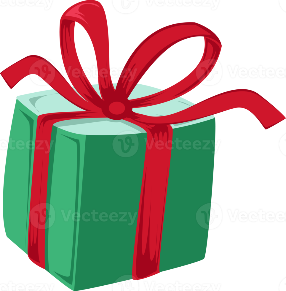 green gift box with red ribbon png