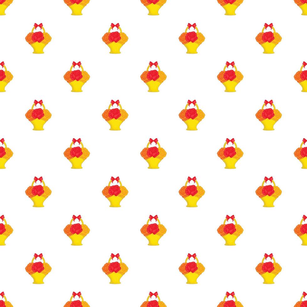 Bouquet in a basket pattern, cartoon style vector