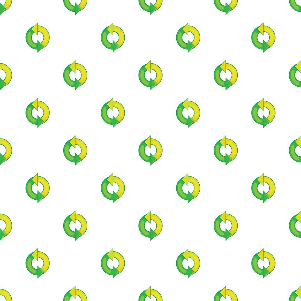 Green refresh arrows pattern, cartoon style vector