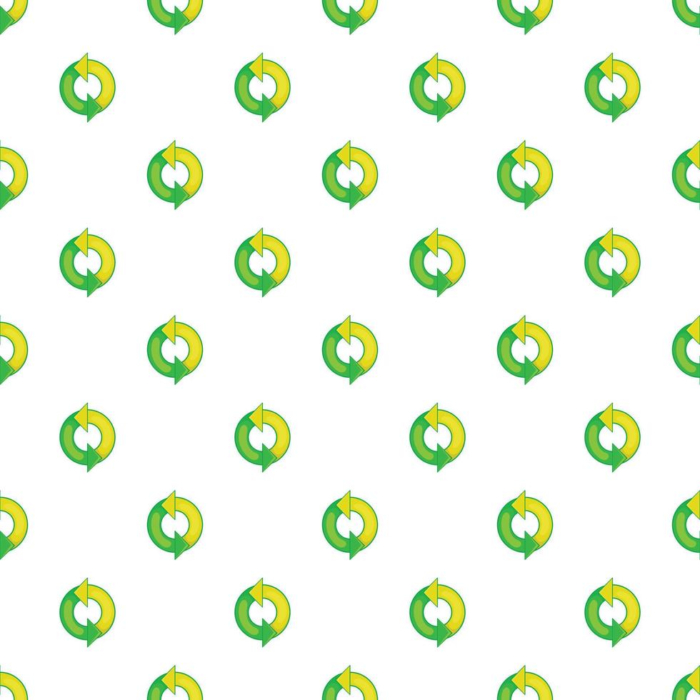 Green refresh arrows pattern, cartoon style vector