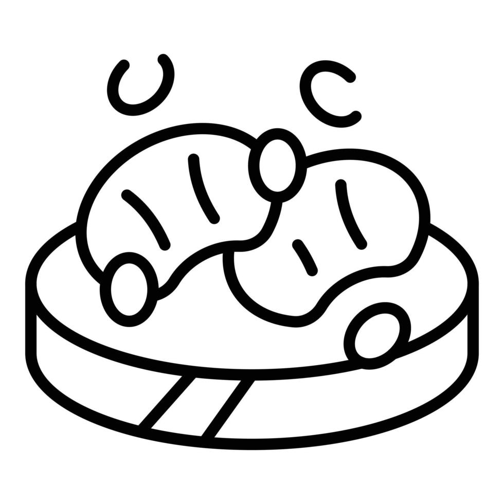 vector de contorno de icono de bruschetta de camarones. aperitivo de comida