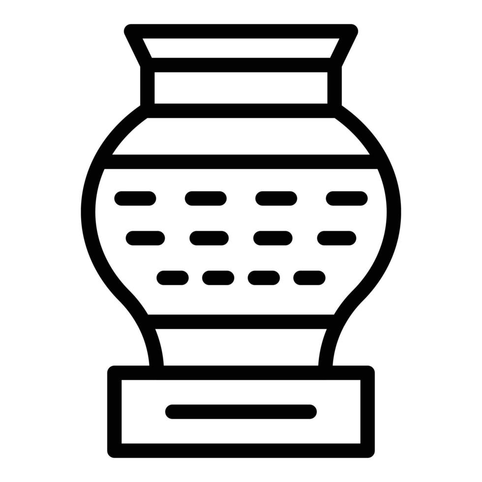 vector de contorno de icono de soporte de jarrón. obra de arte de la cultura