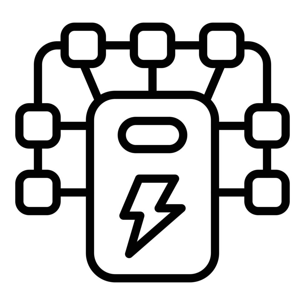 Power charger icon outline vector. Battery charge vector