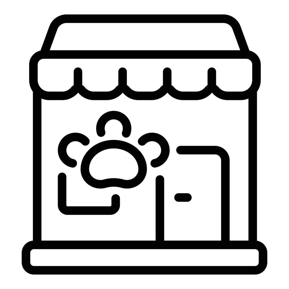 vector de contorno de icono de tienda de animales. alimentos para mascotas