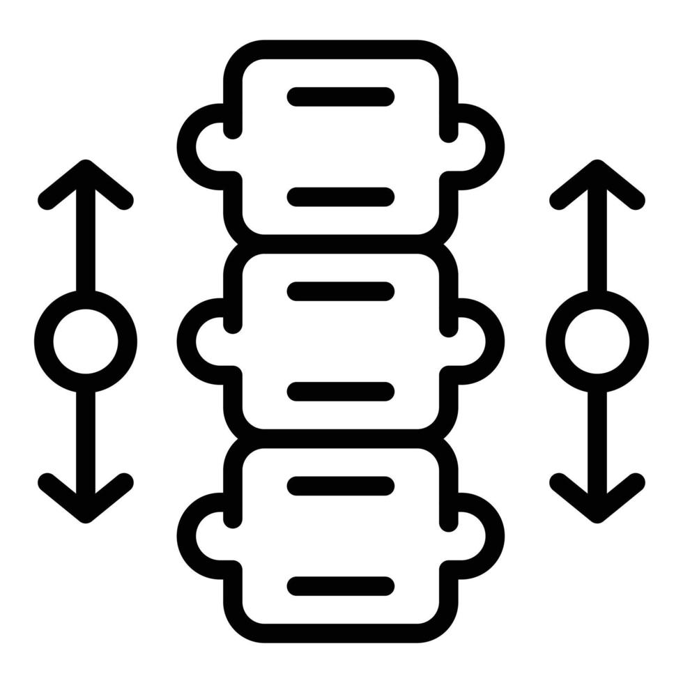 vector de contorno de icono de crecimiento de la columna vertebral del bebé. Cuidado infantil