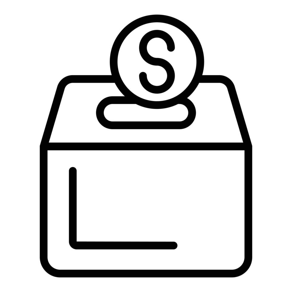 vector de contorno de icono de caja de dinero de donación. la gente dona