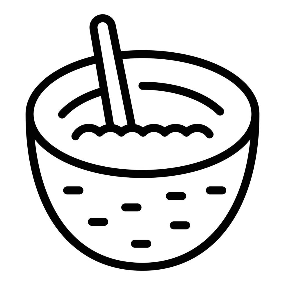 vector de contorno de icono de cóctel de coco. leche vegetal