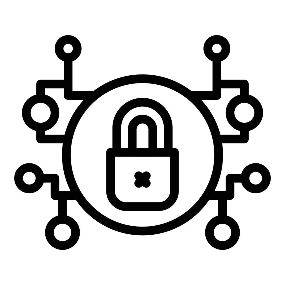 Digital lock icon outline vector. Data secure vector