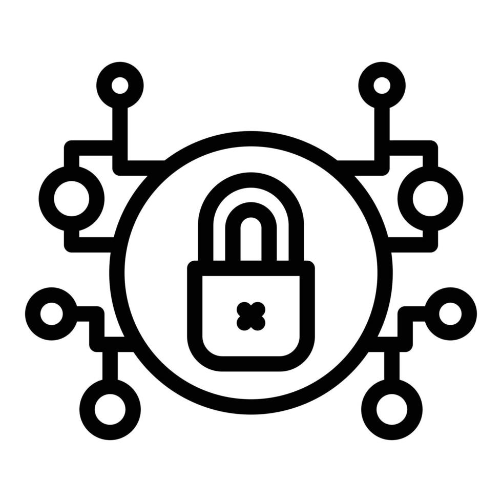 Digital lock icon outline vector. Data secure vector