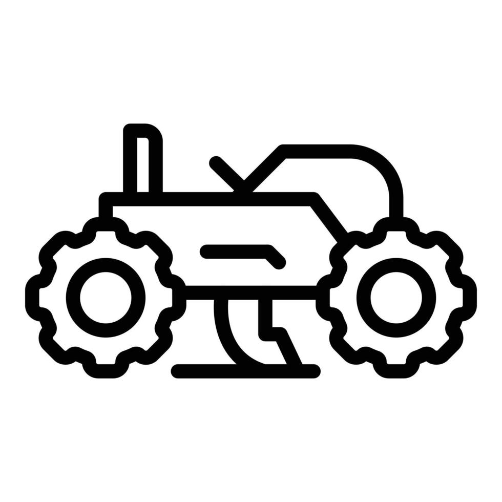 vector de contorno de icono de máquina cultivadora. tractor de granja
