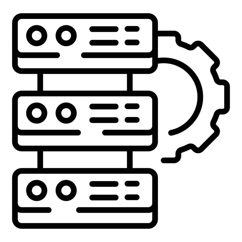 vector de esquema de icono de flujo de trabajo del servidor. Proceso de trabajo