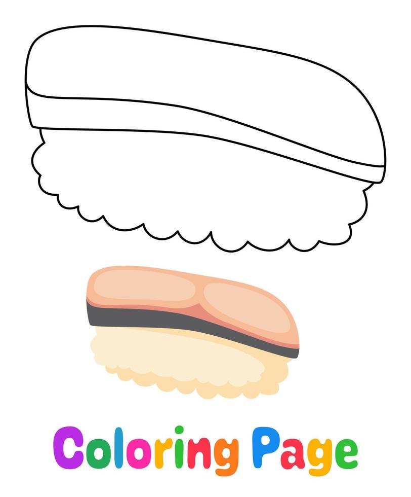 página para colorear con sushi para niños vector