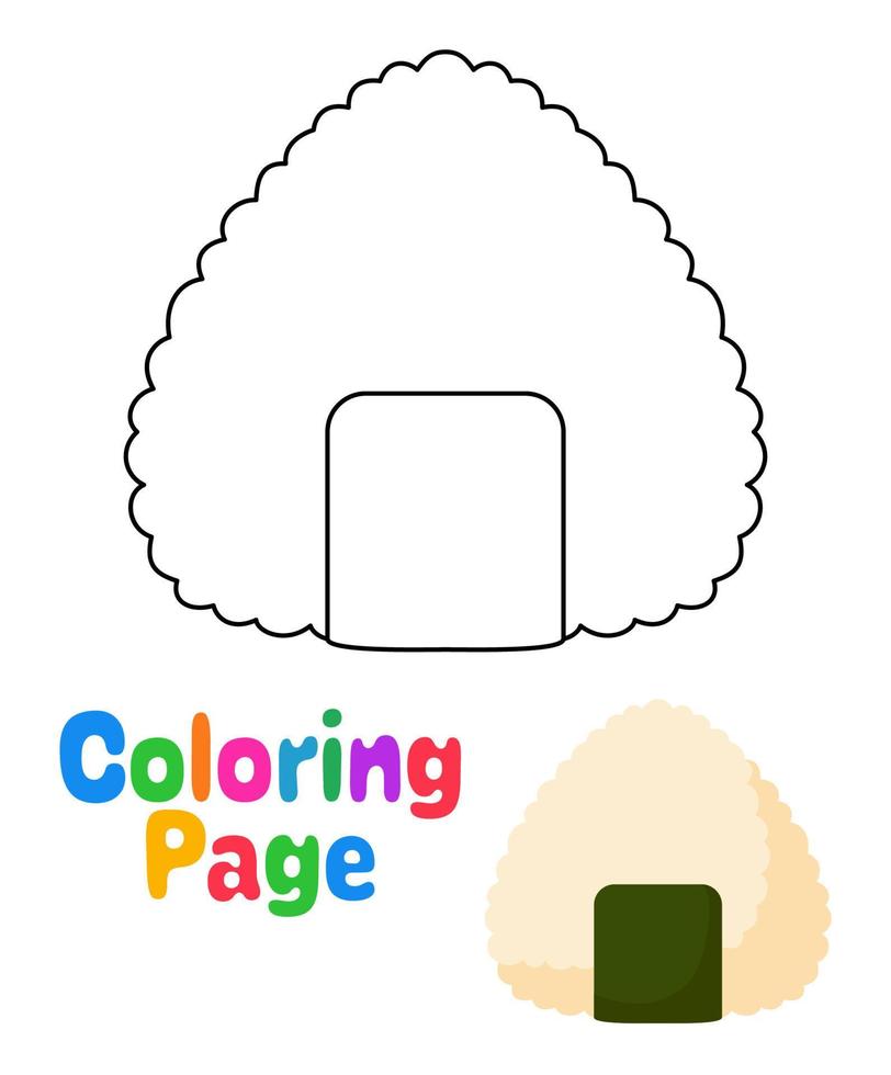 Coloring page with Onigiri for kids vector