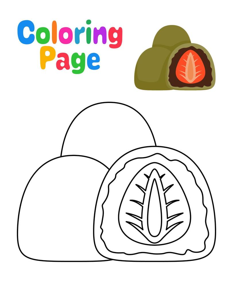 Coloring page with Daifuku for kids vector