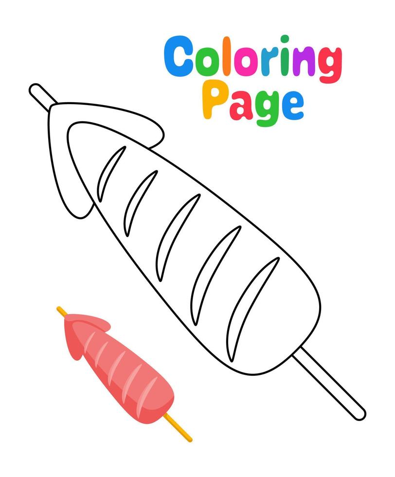 Coloring page with Ikayaki for kids vector