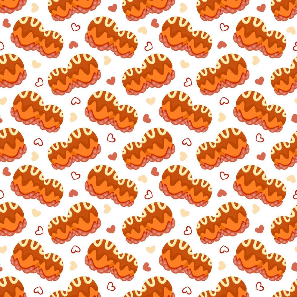 Seamless pattern with Takoyaki, for decoration vector