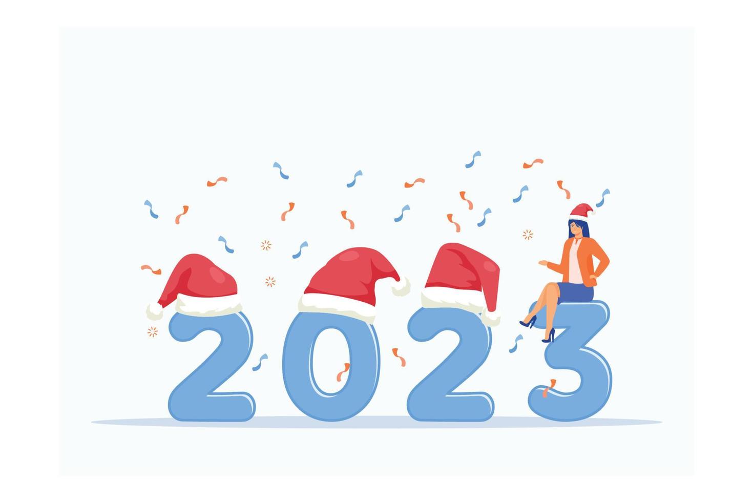 concepto vectorial de navidad y año nuevo 2023. formas volumétricas. los números son 2023 en la nieve, ilustración moderna vectorial plana vector