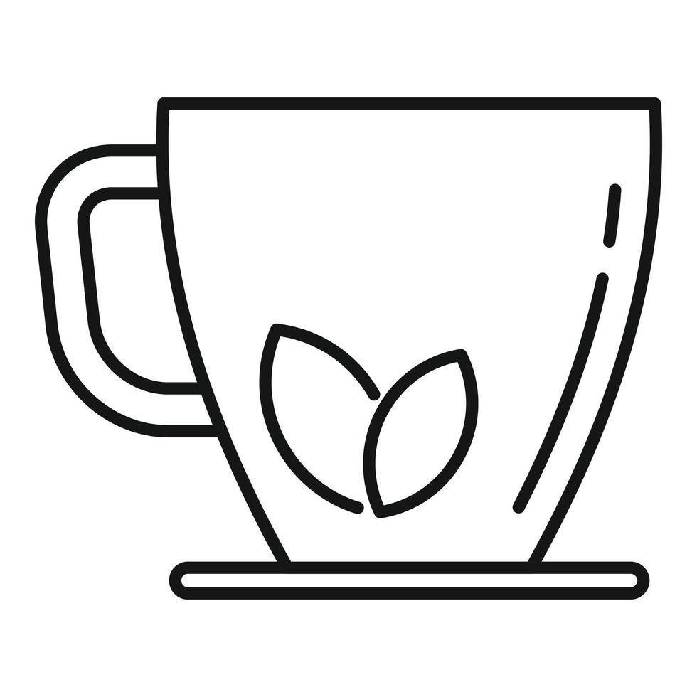 vector de contorno de icono de taza de té de hierbas. bebida caliente