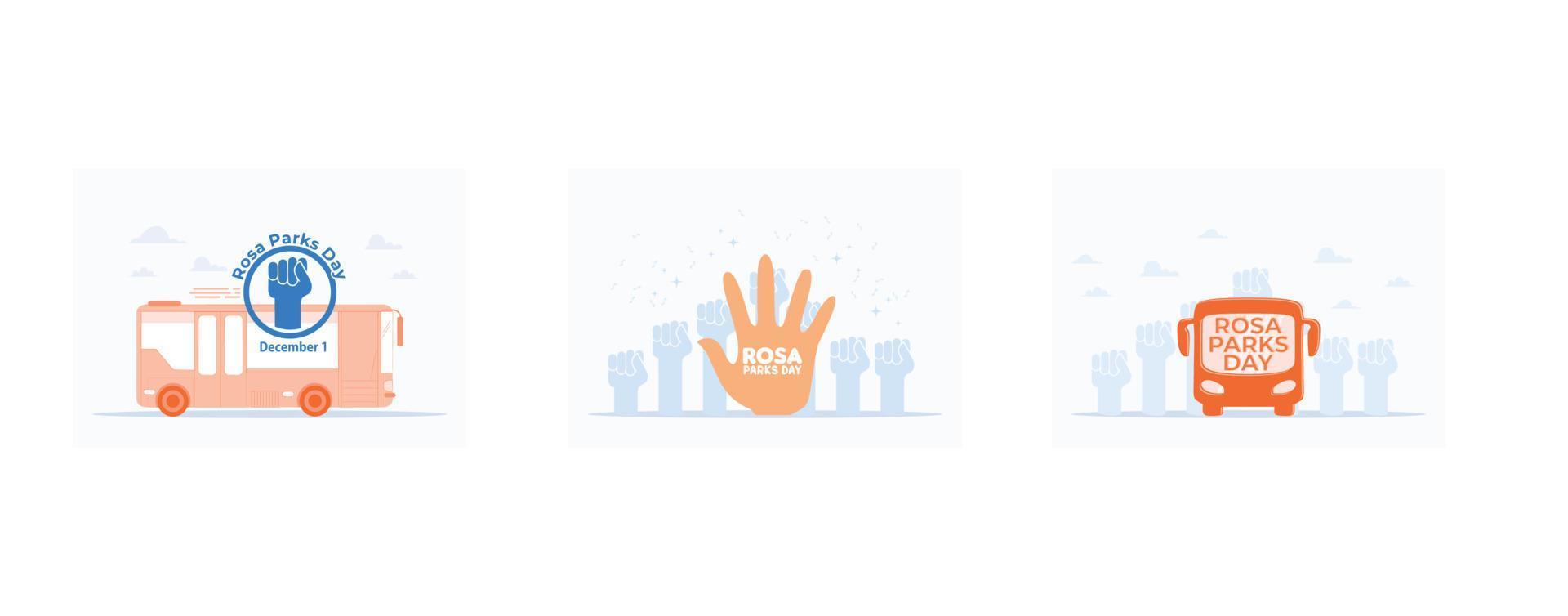 Montgomery bus boycott concept, Rosa Parks Day, Holiday concept, set flat vector modern illustration