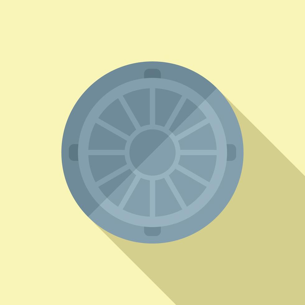 Plate manhole icon flat vector. Sewer lid vector