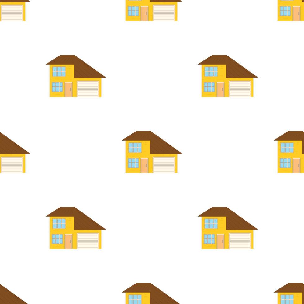 casa amarilla de dos pisos con patrón de garaje vector sin costuras