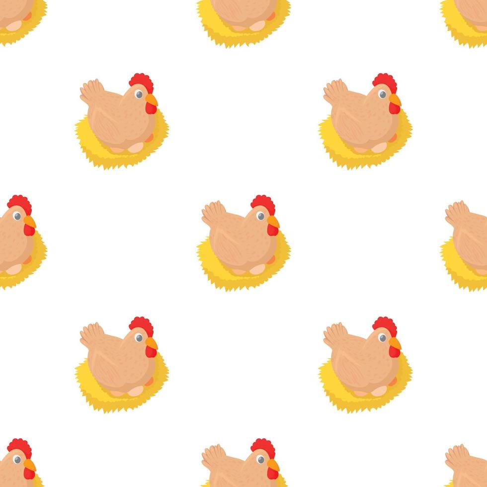 Hen in the nest pattern seamless vector