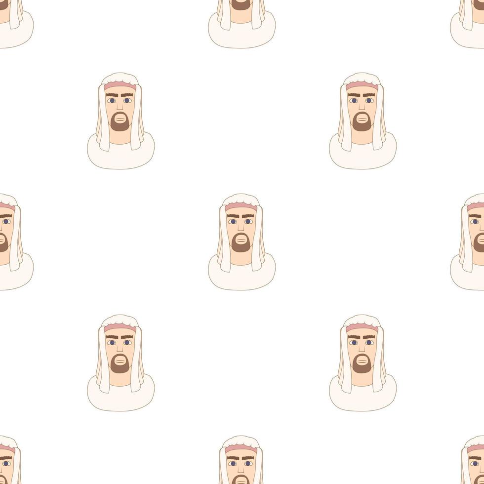 Arabic man in traditional muslim hat pattern seamless vector