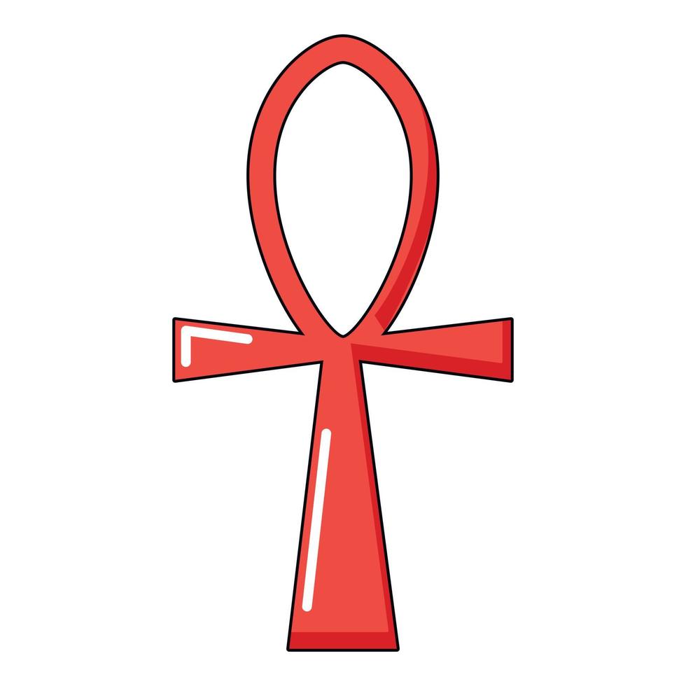 Ancient egyptian cross ankh icon, cartoon style vector