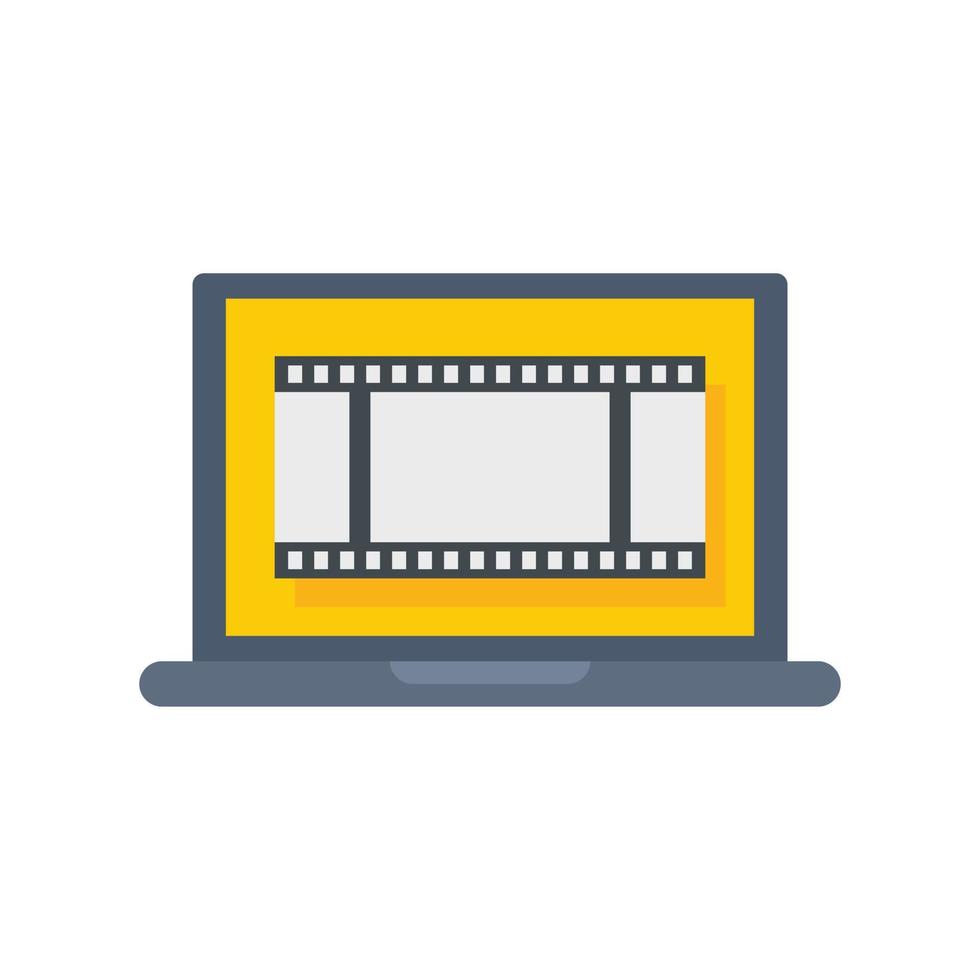 Video edit laptop icon flat isolated vector
