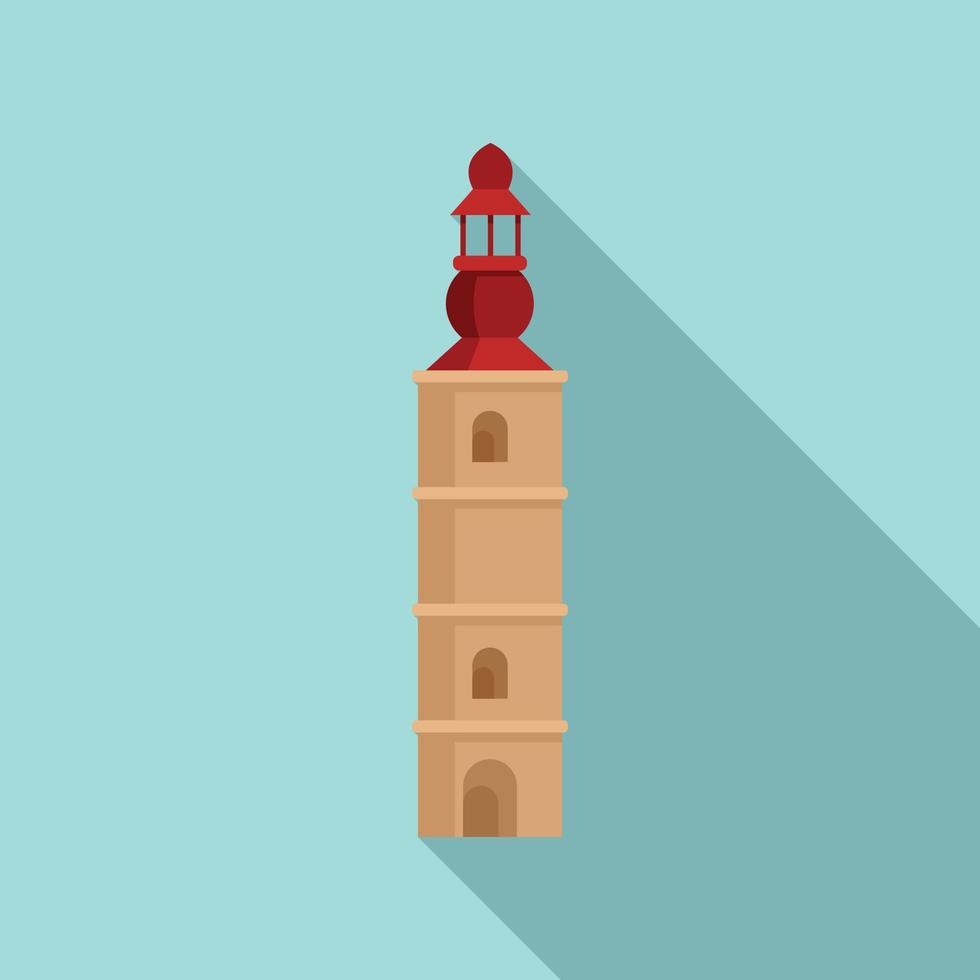Old tower icon flat vector. Castle wall vector