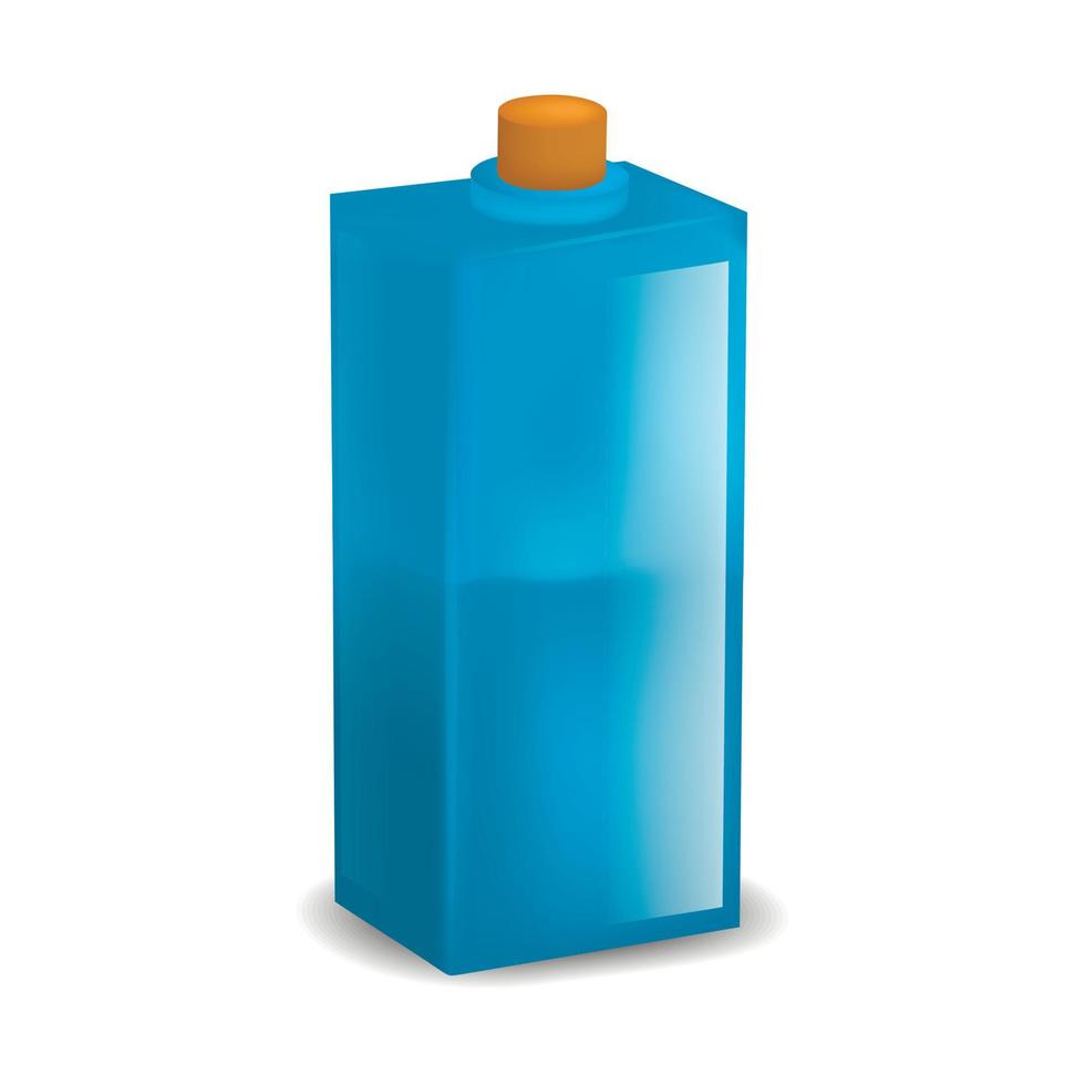 Glass blue bottle mockup, realistic style vector