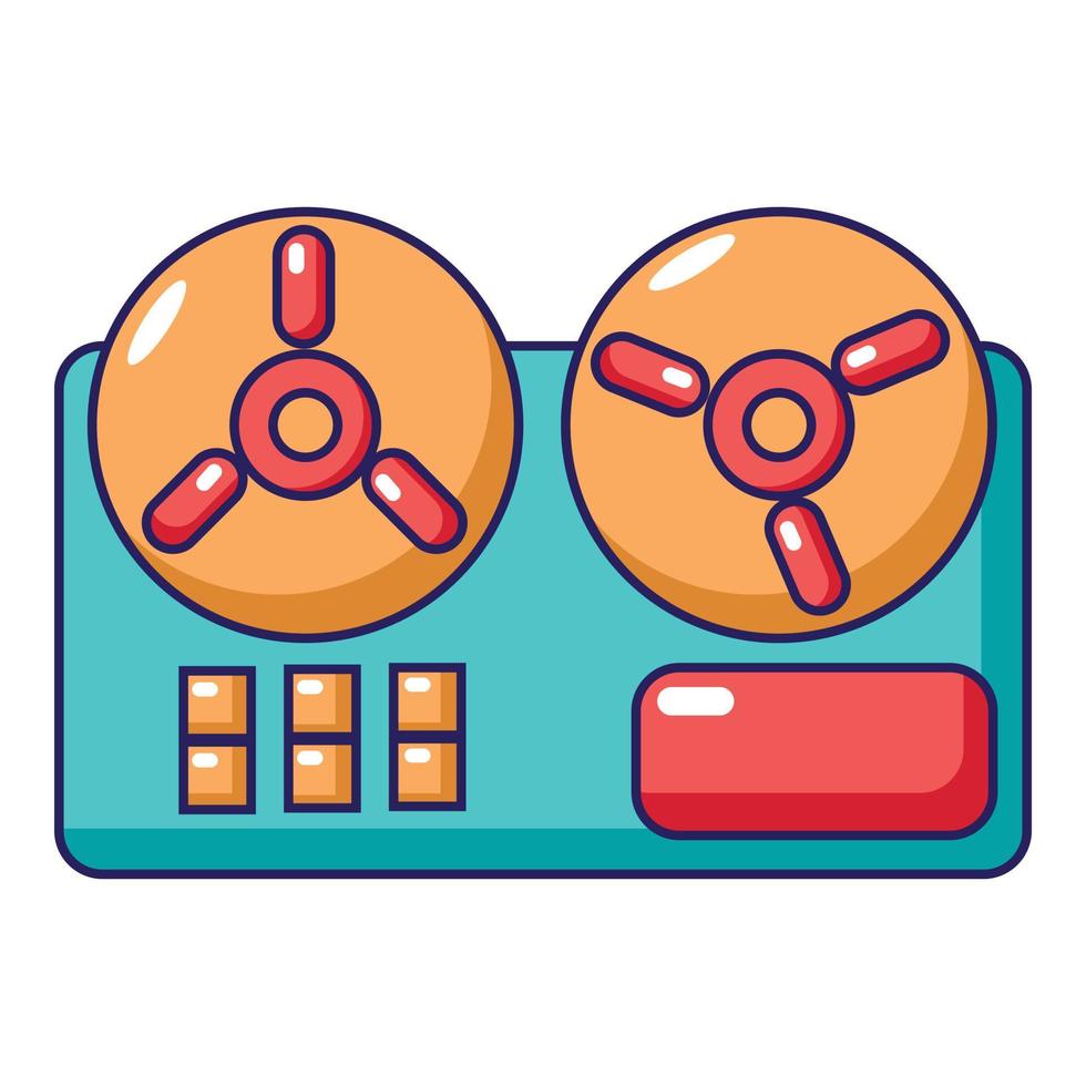 Reel to reel tape recorder icon, cartoon style vector