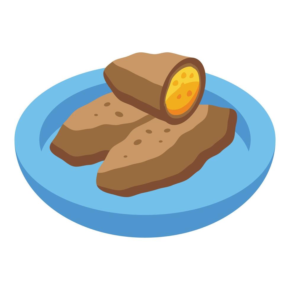 Ham food icon isometric vector. Spanish tapas vector