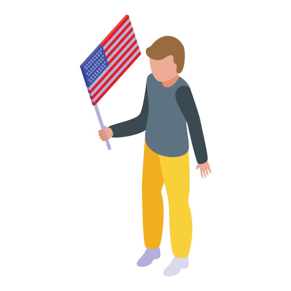 Kid Usa flag icon isometric vector. World boy vector