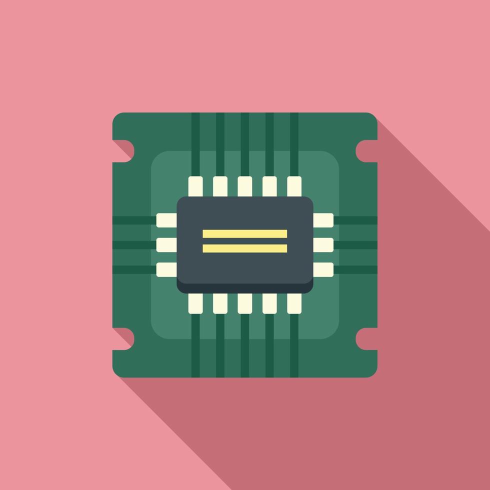 vector plano de icono de cpu de hardware. circuito de chip