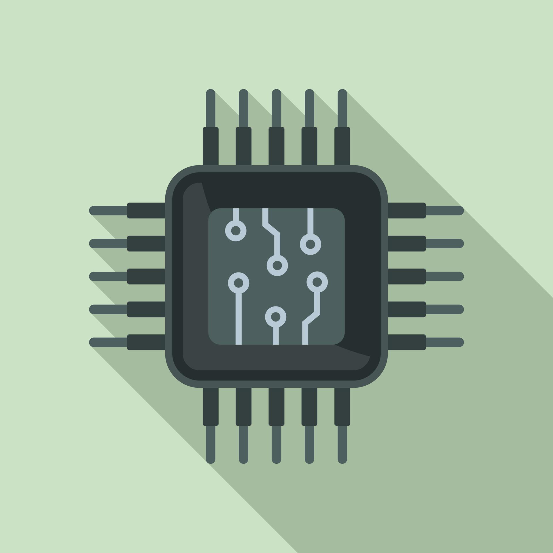 Micro cpu icon flat vector. Computer digital 15107683 Vector Art at ...