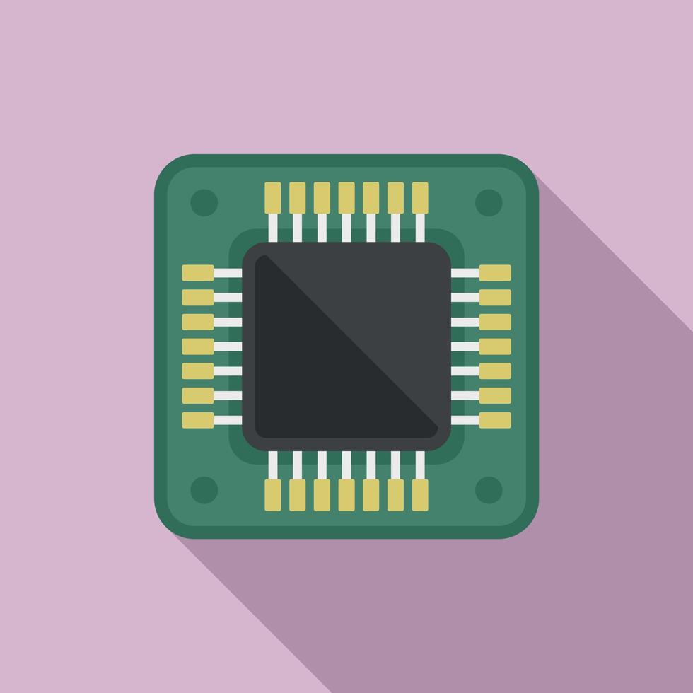Board cpu icon flat vector. Digital microchip vector