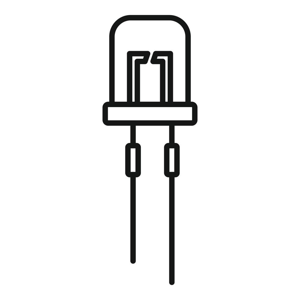 vector de contorno de icono de diodo brillante. semiconductor led