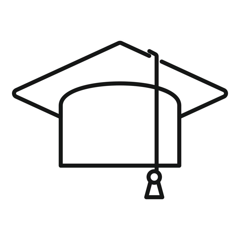 vector de contorno de icono de gorra graduada. sombrero de diploma