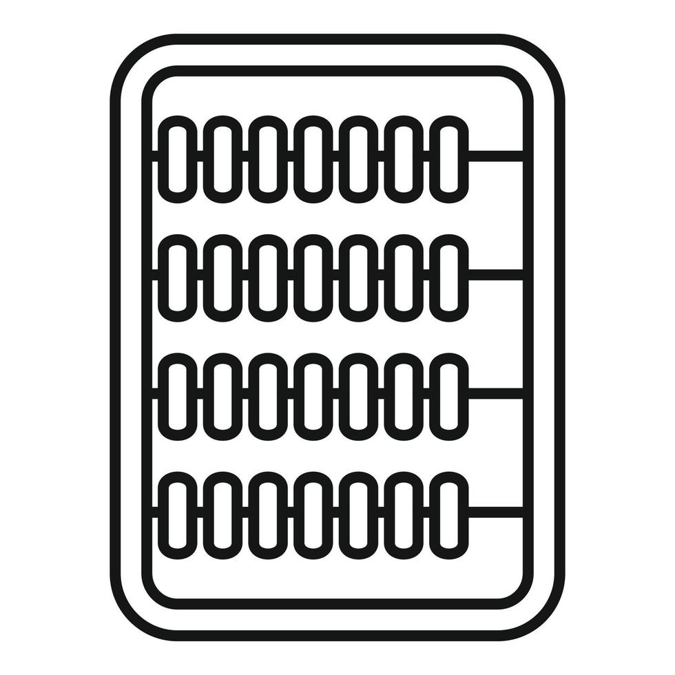 vector de contorno de icono de ábaco de madera. calculadora matematica