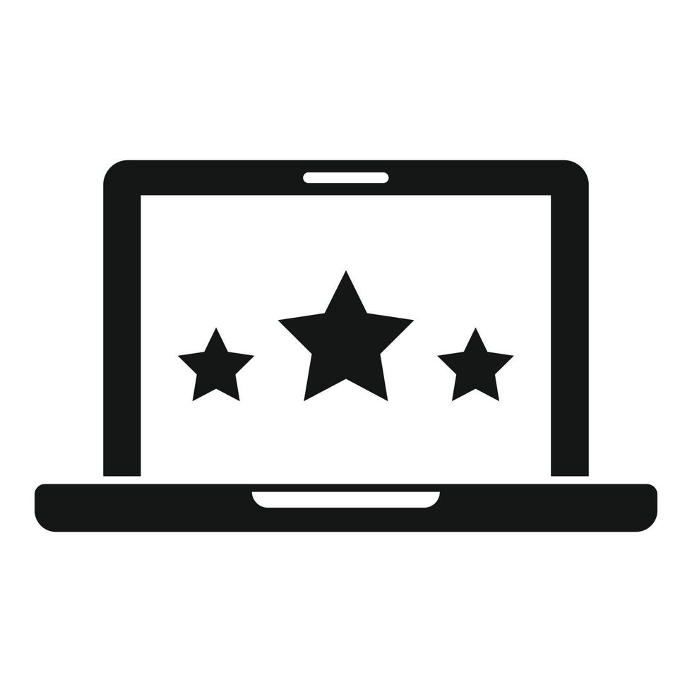 Laptop product review icon simple vector. Online evaluation vector