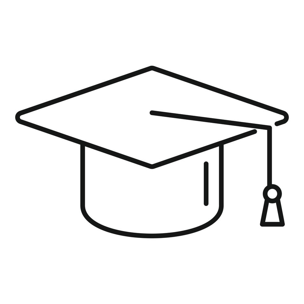 Grad school hat icon outline vector. College diploma vector