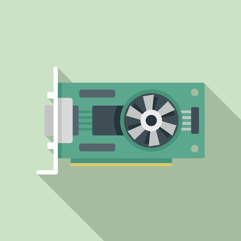 Video card icon flat vector. Graphic gpu vector