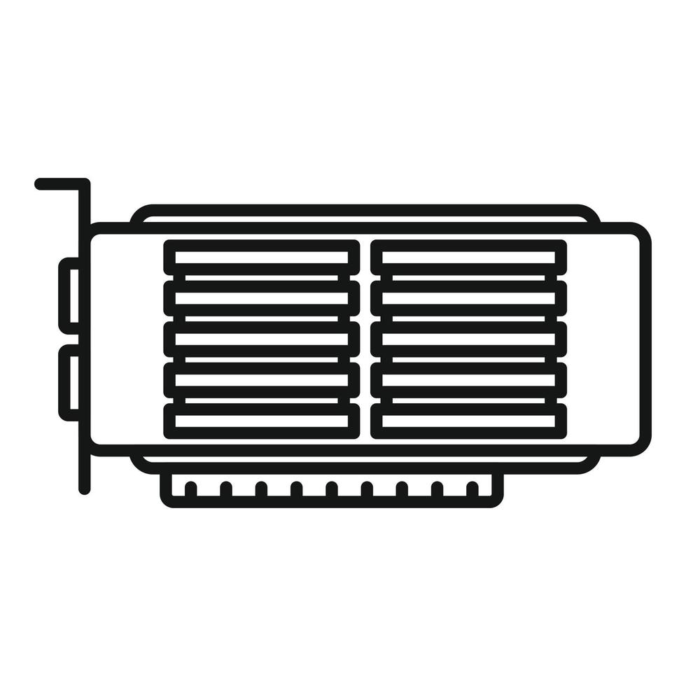 vector de contorno de icono de ram de tarjeta de video. gpu de la computadora