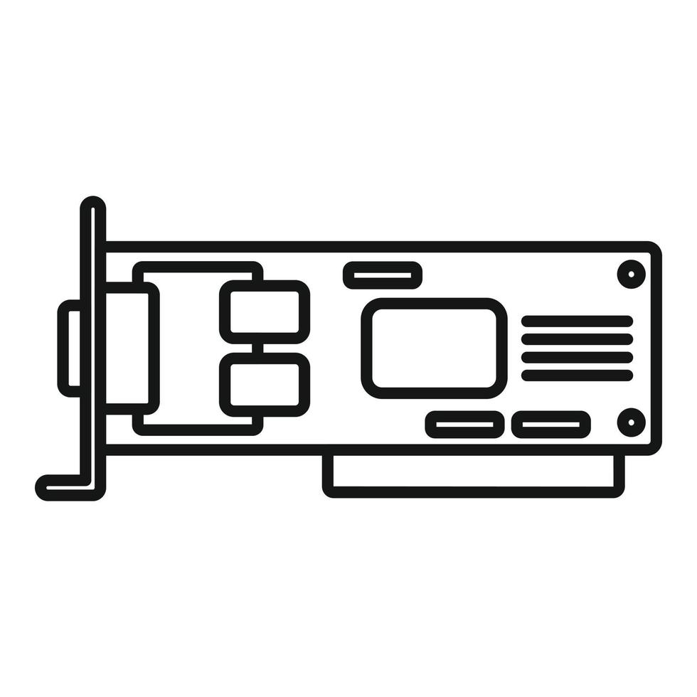 vector de contorno de icono de procesador de tarjeta de video. gpu de la computadora