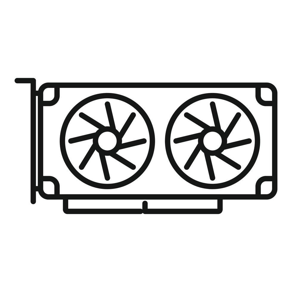 vector de contorno de icono de tarjeta de ventilador gpu. ordenador personal