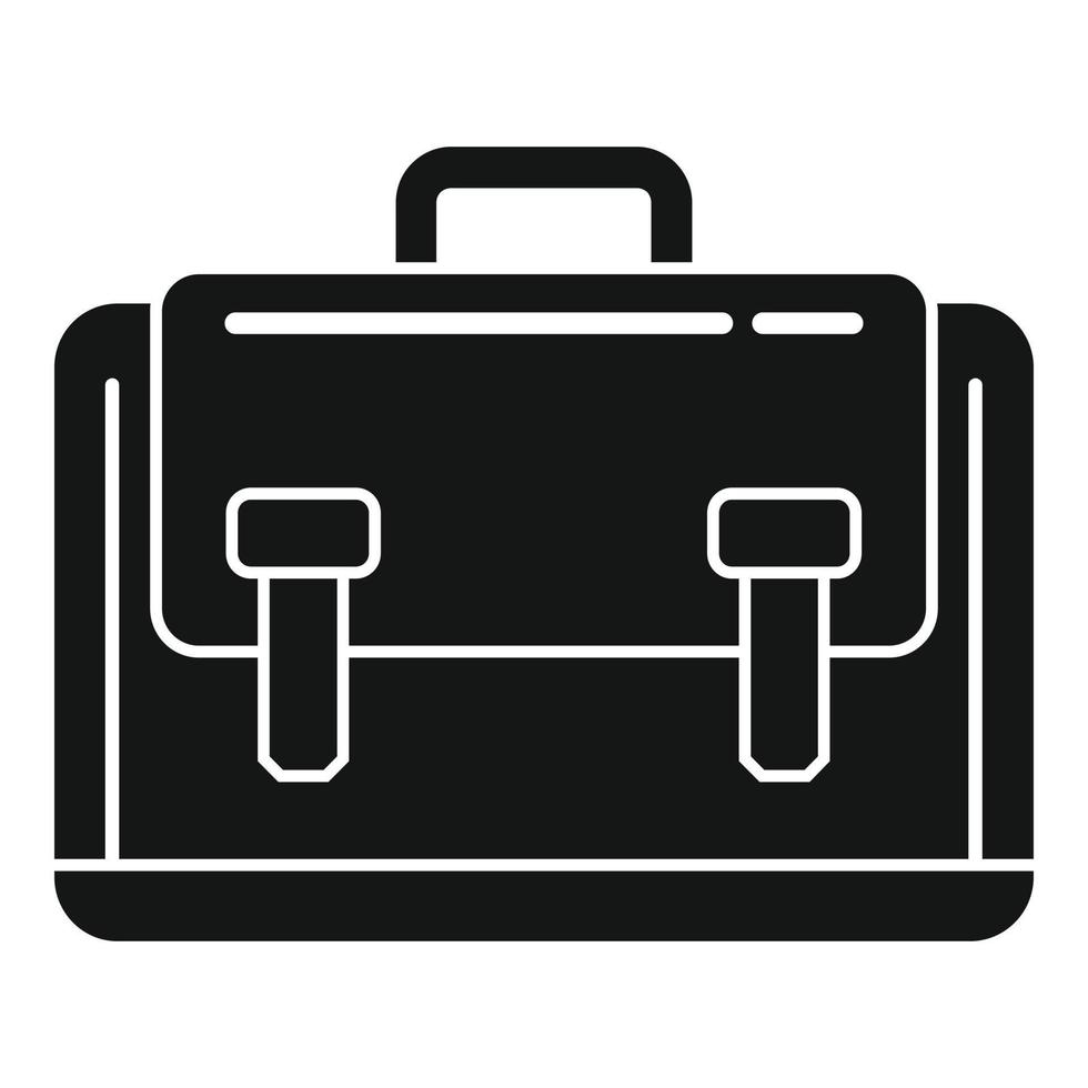 Leather laptop bag icon simple vector. Suitcase shoulder vector