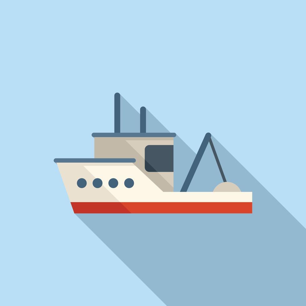 vector plano de icono de barco de pesca de captura. barco de mar