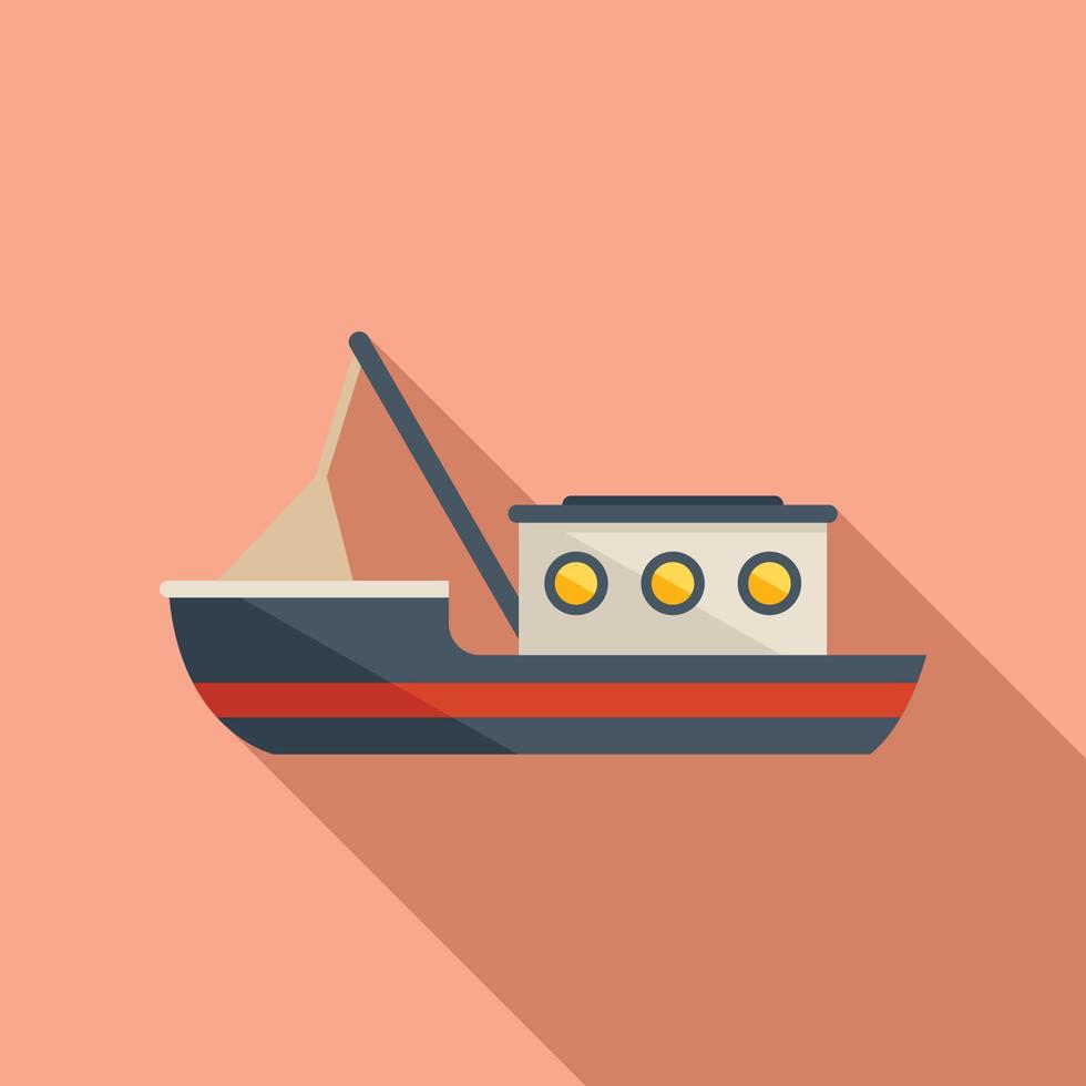 vector plano de icono de buque de pescado. barco de pesca