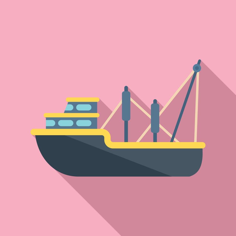 vector plano de icono de barco de pesca de carga. barco de pescado